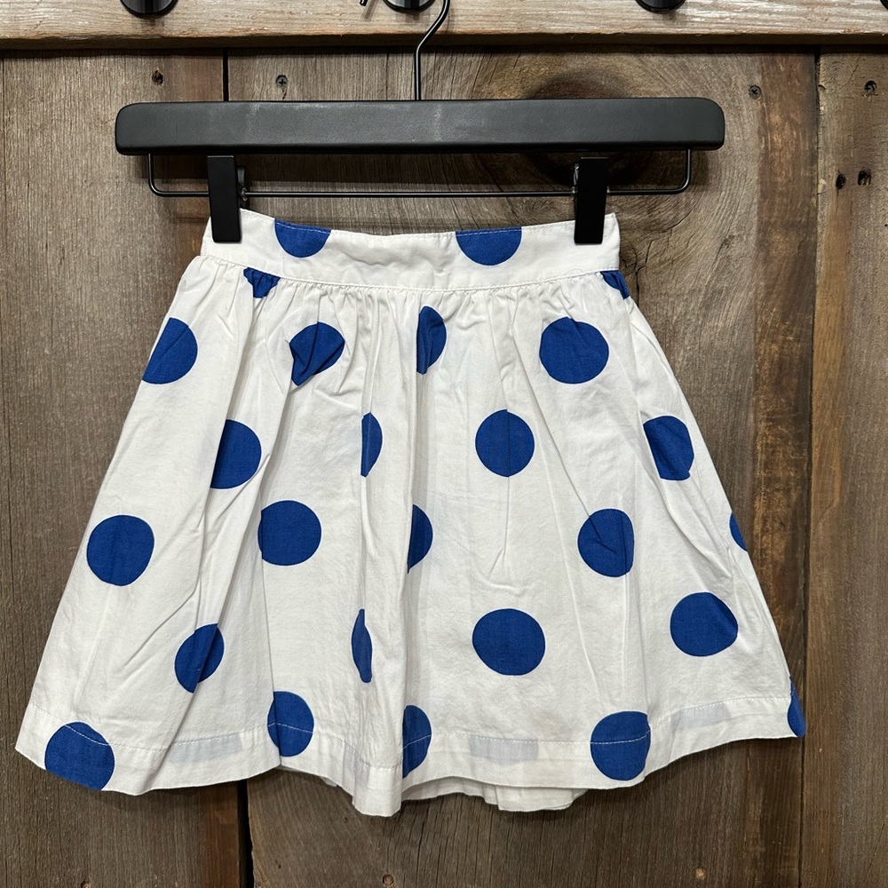 2013 Ruum Polka Dot Cotton Skirt in White & Blue Size 7 Girls
